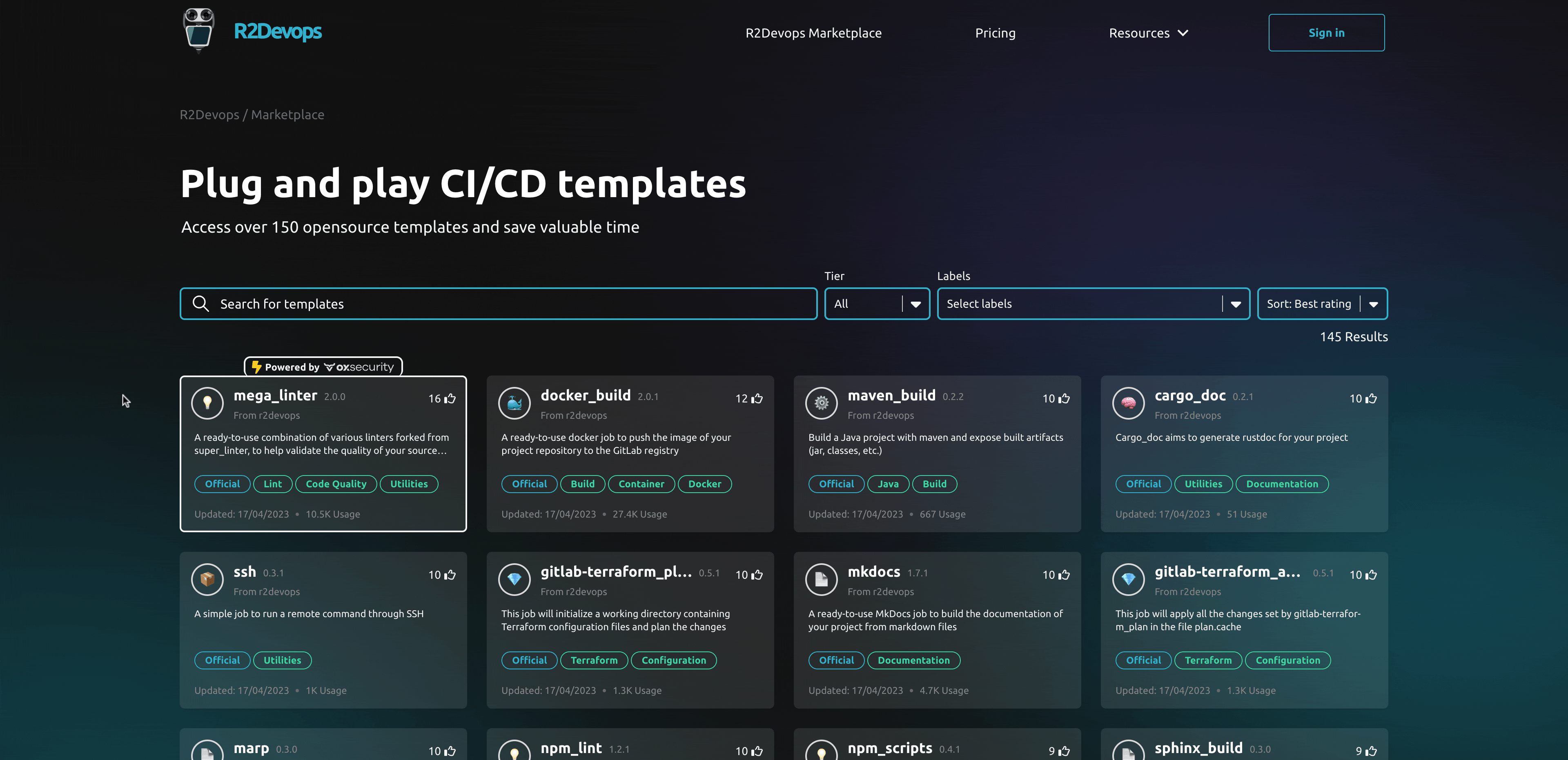 GIF of the R2Devops' Marketplace