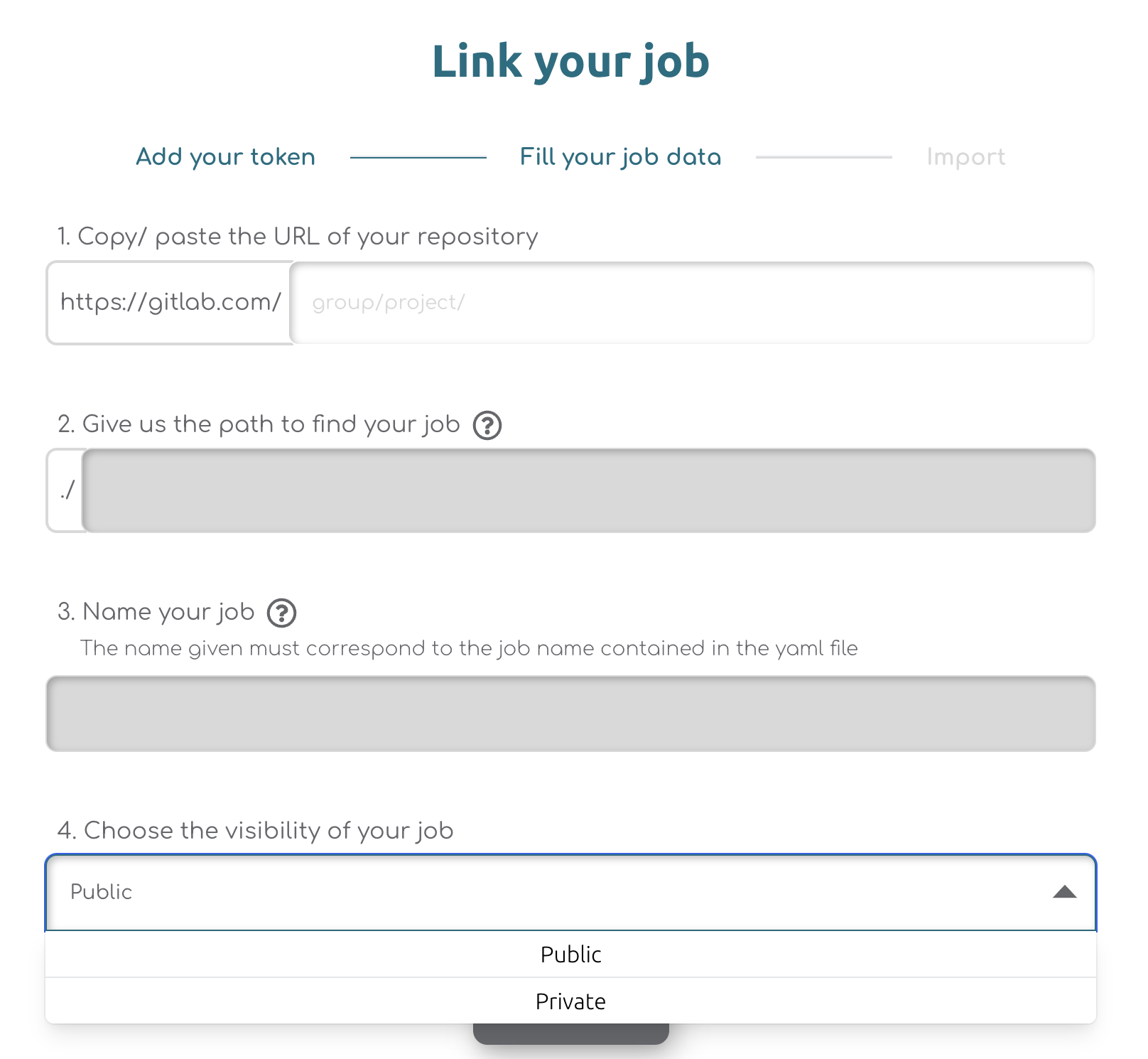 Choose the visibility of your job in the job's information panel