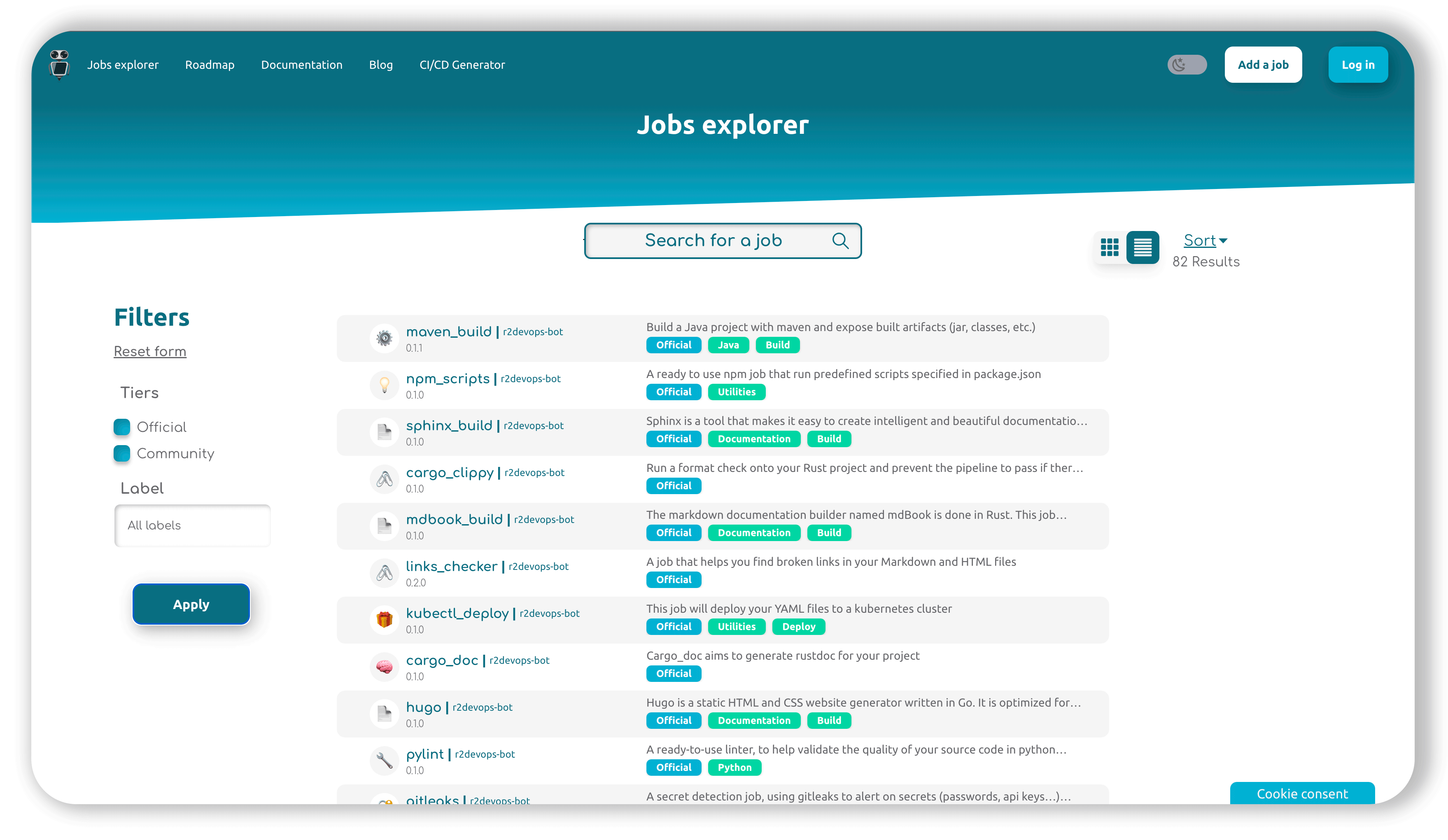 Filter the jobs easily in R2Devops